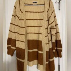 Shein Curve Oversized Striped Cardigan